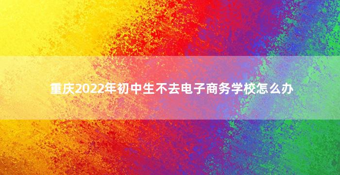 重庆2022年初中生不去电子商务学校怎么办