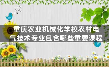 重庆农业机械化学校农村电气技术专业包含哪些重要课程