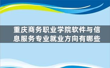 重庆商务职业学院软件与信息服务专业就业方向有哪些