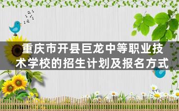 重庆市开县巨龙中等职业技术学校的招生计划及报名方式