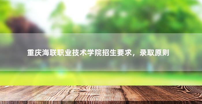 重庆海联职业技术学院招生要求，录取原则